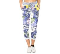 Love My Fashions Womens Multi Floral Check Tartan Print Italian Ribbed Waistband Casual Summer Trousers Jogging Exercise Running Cotton Outwear
