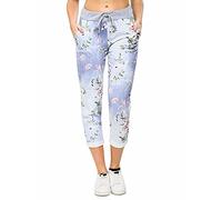 Love My Fashions Womens Multi Floral Check Tartan Print Italian Ribbed Waistband Casual Summer Trousers Jogging Exercise Running Cotton Outwear