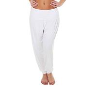 Love My Fashions Womens Pants Trousers Alibaba Harem Ankle Cuff, Plain - White, Large X-Long