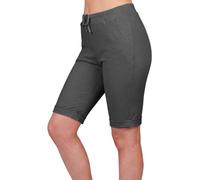 Love My Fashions® Women's Plain 3/4 Italian Magic Shorts Soft & Stretchy Knee Length Capri Cropped Trousers with Elastic Waist Drawstring and Side Pockets Casual Summer Wear Dark Grey