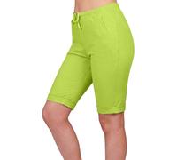Love My Fashions® Women's Plain 3/4 Italian Magic Shorts Soft & Stretchy Knee Length Capri Cropped Trousers with Elastic Waist Drawstring and Side Pockets Casual Summer Wear Apple Green