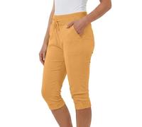 Love My Fashions® Women's Plain 3/4 Italian Magic Shorts Soft & Stretchy Knee Length Capri Cropped Trousers with Elastic Waist Drawstring and Side Pockets Casual Summer Wear