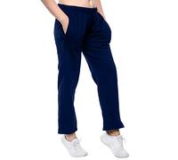 Love My Fashions® Womens Plain Full Length Open Ankle Active Yoga Jogging Bottom Athletic Workout Joggers Elastic Waist Fleece Sweatpant Ladies Casual Sports Tracksuit Pants Navy Blue
