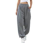 Love My Fashions Women's Plain Gym Sport Jogger Sweatpants & Winters Joggers Pockets Pants and Baggy Elastic Waist Trousers for Casual Hip Hop, Gym and Jogging Dark Grey