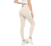 Love My Fashions® Women's Plain High Waisted Legging Stretchy Workout Bottoms Elasticated Soft Full Length Ladies Yoga Tights for Gym and Casualwear Beige