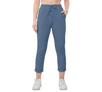 Love My Fashions® Women's Plain Italian Trouser Elasticated Drawstring Waist Open Ankle Ladies Joggers Active Yoga Pants with Pockets Denim Blue