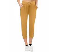 Love My Fashions® Women's Plain Italian Trouser Elasticated Drawstring Waist Open Ankle Ladies Joggers Active Yoga Pants with Pockets Mustard Yellow