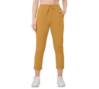 Love My Fashions® Women's Plain Italian Trouser Elasticated Drawstring Waist Open Ankle Ladies Joggers Active Yoga Pants with Pockets Mustard Yellow