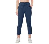 Love My Fashions® Women's Plain Italian Trouser Elasticated Drawstring Waist Open Ankle Ladies Joggers Active Yoga Pants with Pockets Navy Blue