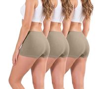 Love My Fashions Womens Seamless High Waisted Boxer Briefs 3 Pack Breathable Stretchy Underwear for Workout, Running & Everyday Comfort Nude