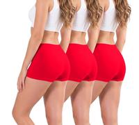 Love My Fashions Womens Seamless High Waisted Boxer Briefs 3 Pack Breathable Stretchy Underwear for Workout, Running & Everyday Comfort Red