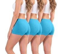 Love My Fashions Womens Seamless High Waisted Boxer Briefs 3 Pack Breathable Stretchy Underwear for Workout, Running & Everyday Comfort Turquoise