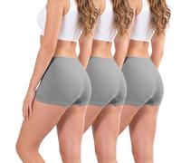 Love My Fashions Womens Seamless High Waisted Boxer Briefs 3 Pack Breathable Stretchy Underwear for Workout, Running & Everyday Comfort Grey