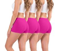 Love My Fashions Womens Seamless High Waisted Boxer Briefs 3 Pack Breathable Stretchy Underwear for Workout, Running & Everyday Comfort Neon Pink