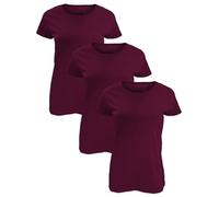 Love My Fashions Womens Tshirts 3 & 5 Pack Classic Plain Cotton Ladies Short Sleeve Round Neck Tops Burgundy