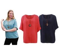 Love My Fashions Women'sPlain Necklace Tunic Top: Lemon/14-16