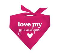 Love My Grandpa Dog Bandana | 100% Cotton Adjustable Triangle | Made in USA | Father's Day | Grandpa Gift | Valentine's Day |Hot Pink, One Size (1341)