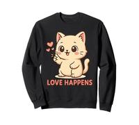 Love my Happens Cute Kawaii Cat with Rose Kitten style Sweatshirt