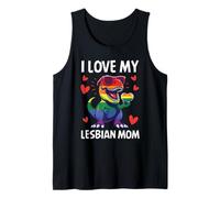Love My Lesbian Mom Pride Rainbow Queer Ally T-Rex Dino Tank Top