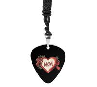 Love My Mom Guitar Pick Pendant Necklace for Acoustic Electric Bass Players Guitar Accessories Guitarist Gifts
