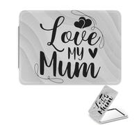 Love My Mum Mirror, 1X/2X Rectangular Magnified Mirror, Pu Leather Portable Travel Size Makeup Compact Mirrors, Handbag Mini Essentials Handheld Mirrors, Gift for Teenage Girls, Uni Gifts
