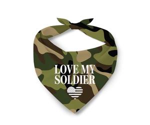 Love My Soldier Military Theme Camo Design Pets Dog Triangle Bibs Scarf Soft Dogs Neckerchief Adjustable Pet Triangle Scarves For Small Medium Large Dogs