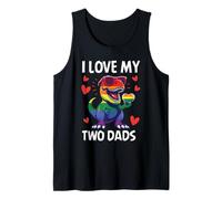 Love My Two Dads Gay Dino T-Rex Pride Rainbow Queer LGBTQ Tank Top