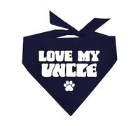 Love My Uncle Dog Bandana | 100% Cotton Adjustable Triangle | Made in USA | Father's Day | Uncle Gift | Best Funcle & Brother | Valentine's Day |Navy, One Size (1348)