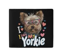 Love My Yorkie Bifold Wallet Slim Front Pocket Wallet | for Men Women,Leather,Credit Card Holder,Money Clip,Minimalist,Coin Purse,for Office Work Travel