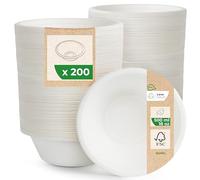 Love Nature Disposable Bowl - Sugarcane Tableware 200 Pieces - Eco Friendly Disposable Bowls 500ml - Biodegradable Resistant and Solid