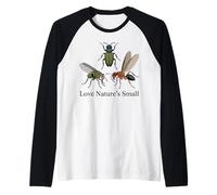 Love Natures Small Insect Beetle Fly Ant Botanical Art Raglan Baseball Tee