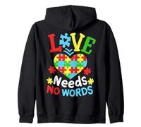Love Needs No Words Autism Awareness Autistic Pride Month Zip Hoodie