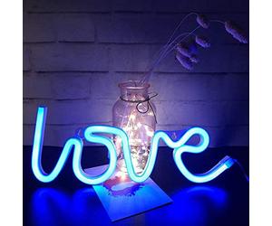 Love Neon Sign-Neon Signs for Bedroom,USB or Battery Neon Light for Wall,led neon Light as Neon Wall Signs for Girls Love Light up Sign for Christmas Party Wedding Kids Room or Living Room, Blue