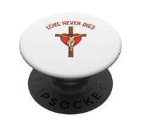 Love Never dies Inspirational Bible Quote Faith Hope Jesus PopSockets Adhesive PopGrip
