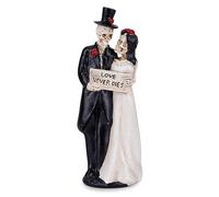 Love Never Dies Skeleton Couple Resin Statue, Valentine's Day Skeleton Decorations Bride And Groom Skulls Wedding Figurine Gothic Ghost Ornament, Day Of The Dead Deco for Party Bouquet Cake Topper