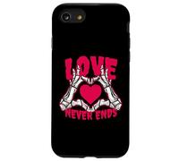 Love Never Ends Funny Valentines Day Skeleton Heart Hands Case for iPhone SE (2020) / 7/8