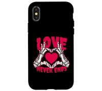 Love Never Ends Funny Valentines Day Skeleton Heart Hands Case for iPhone X/XS