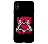 Love Never Ends Funny Valentines Day Skeleton Heart Hands Case for iPhone XS Max