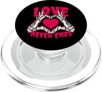 Love Never Ends Funny Valentines Day Skeleton Heart Hands PopSockets PopGrip for MagSafe