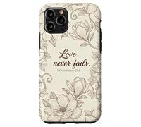 Love never fails. 1 Corinthians 13:8 Christian floral verses Case for iPhone 11 Pro