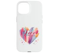 Love Never Fails 1 Corinthians 13:8 Watercolor Heart Case for iPhone 15