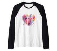 Love Never Fails 1 Corinthians 13:8 Watercolor Heart Raglan Baseball Tee