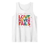 Love Never Fails Coloful Text Graphic Tank Top