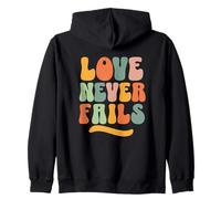 Love Never Fails Retro Style Kindness Encouraging Quote Zip Hoodie