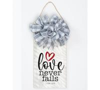 Love Never Fails Wood Plaque 13.625"x6.75"
