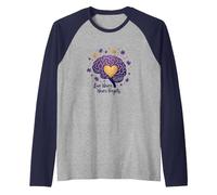 Love Never Forgets Brain Heart Alzheimers Awareness Raglan Baseball Tee, Men, Navy/Athletic Heather, S