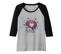 Love Never Forgets Brain Heart Alzheimers Awareness Raglan Baseball Tee, Women, Black/Athletic Heather, S