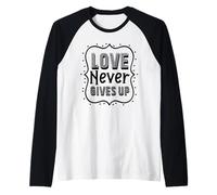 Love Never Gives Up - Uplifting Bible Verse Christian Faith Raglan Baseball Tee