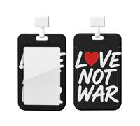 Love Not War Id Badge Holder with Lanyard-Vertical Card Protector Clear Abs Hard Shell, Retractable Reel for Work Office