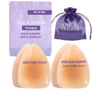 love & nuuna Triangle Nipple Covers Two Pairs - Sticky & Grippy Cakes - Adhesive & Non-Adhesive Set - Waterproof Pasties, Honey, Small (Fits A - D+)